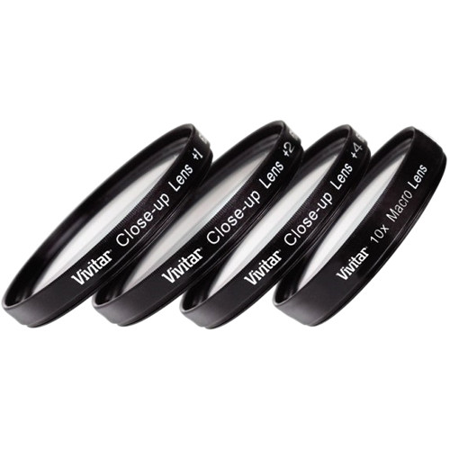 Four close-up lenses of various magnifications