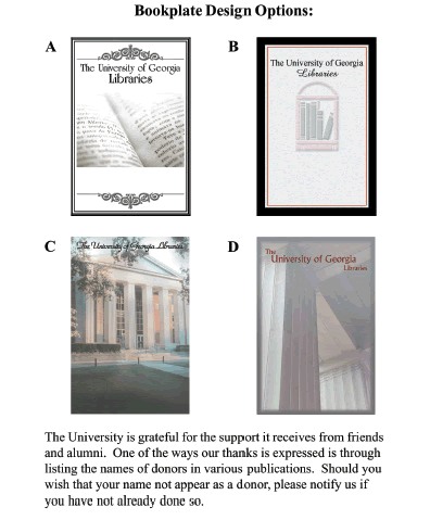 Samples of bookplate options