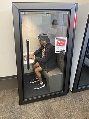Student using a zoom booth at the MLC
