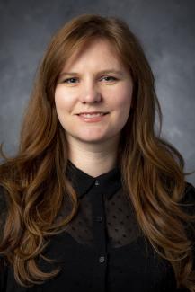 Woman with long reddish blond hair