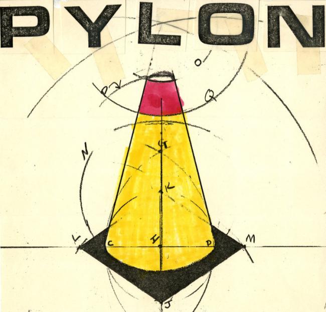 Drawing of Pylon's iconic traffic pylon image