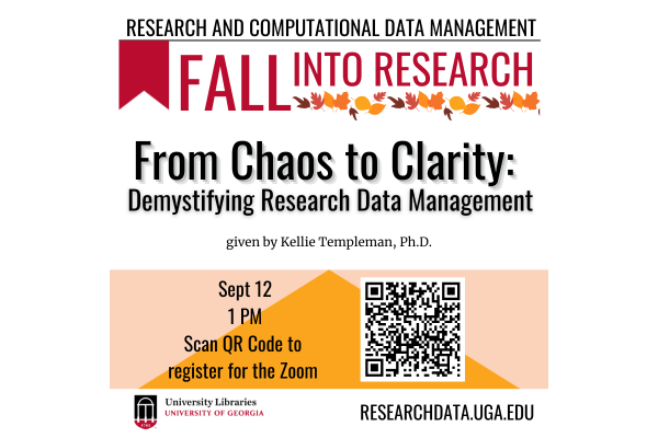 graphic for Fall Into Research event with fall leaves