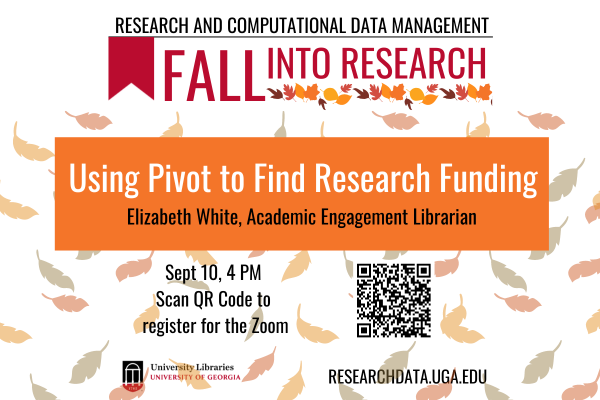 graphic for Fall Into Research event with fall leaves