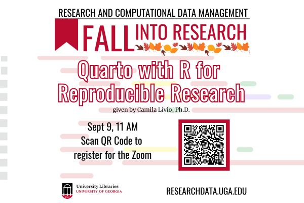 graphic for Fall Into Research event with fall leaves