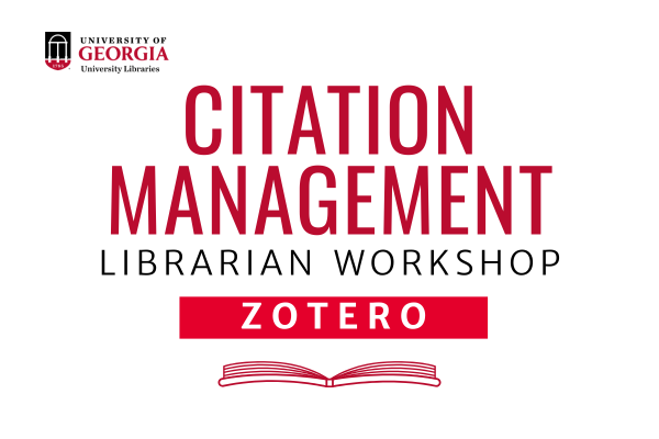 UGA library logo with image of book and Zotero logo 