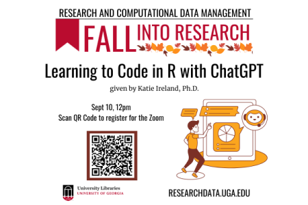 graphic for Fall Into Research event with fall leaves