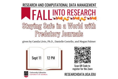 graphic for Fall Into Research event with fall leaves