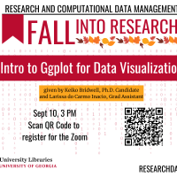 graphic for Fall Into Research event with fall leaves