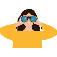 person looking at you with binoculars