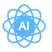 atom iconic with the words AI inside it