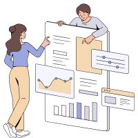 people looking at data visualizations