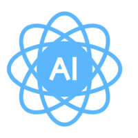 atom iconic with the words AI inside it