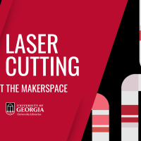 Laser cutting at the Makerspace graphic red and black