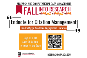 graphic for Fall Into Research event with fall leaves