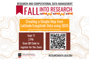 graphic for Fall Into Research event with fall leaves